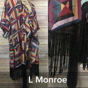 LuLaRoe Monroe L, multi, black fringe